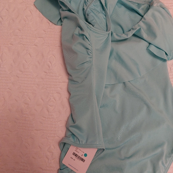 Tropik Mint Green One Shoulder Ruffle Swimsuit NWT - Picture 9 of 10